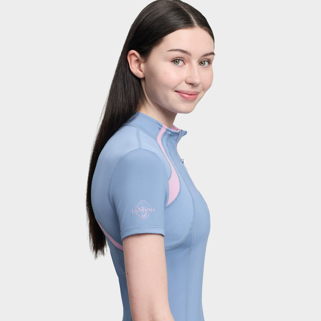 Young Rider Mia Mesh Short Sleeve Base Layer Powder Blue