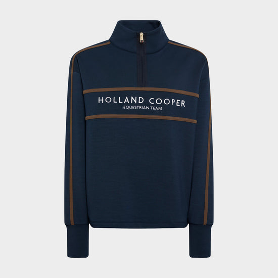 Women's Equestrian Quarter Zip Neck Sweat, Ink Navy