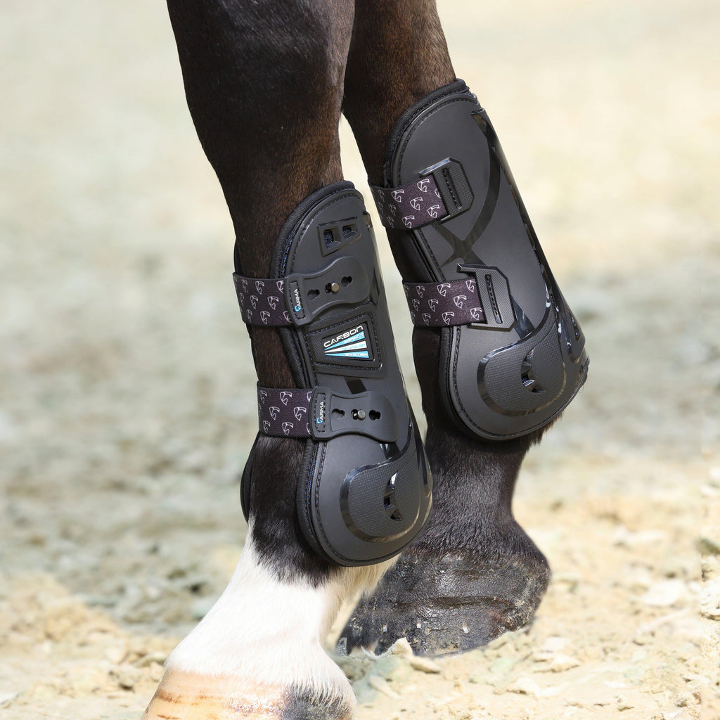Carbon Open Fronted Tendon Boots Black