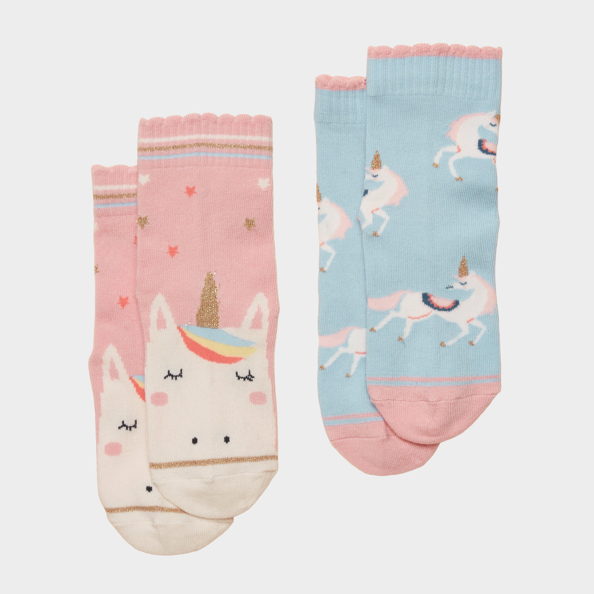 Kids' Neat Feet Pink Unicorn 2 Pack Socks
