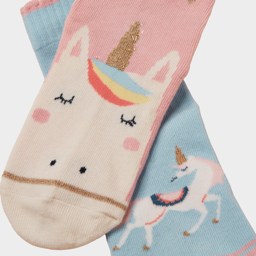 Kids' Neat Feet Pink Unicorn 2 Pack Socks