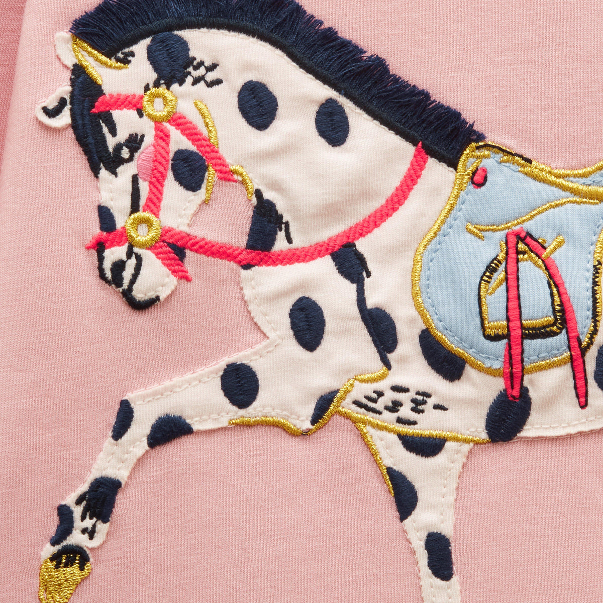 Girls' Ava Pink Horse Applique Long Sleeve Top